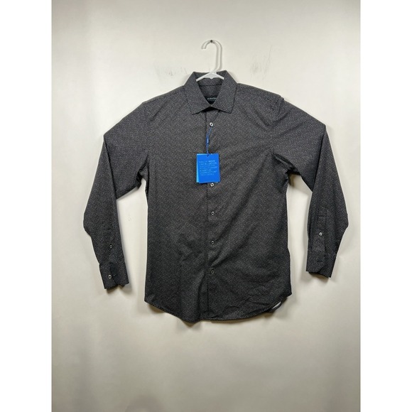 Bugatchi OoohCotton Tech 8 Way Stretch Polo Shirt Mens S Black Long Sleeve NEW - Picture 1 of 10